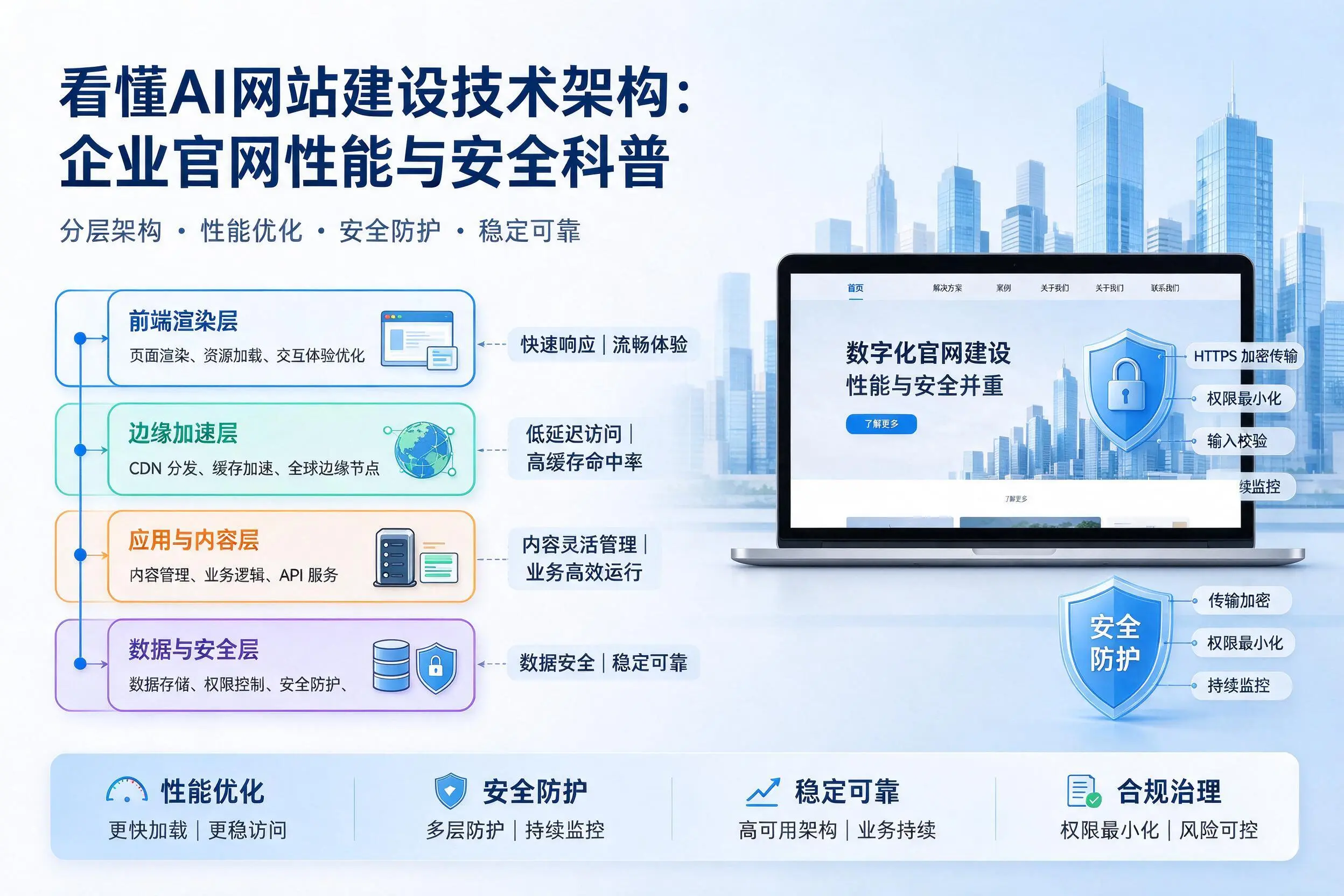 看懂AI网站建设技术架构:三亚企业官网性能与安全科普